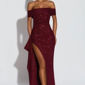 Babyboo Joyce Maxi Dress Wine Sparkle XL New With Tags